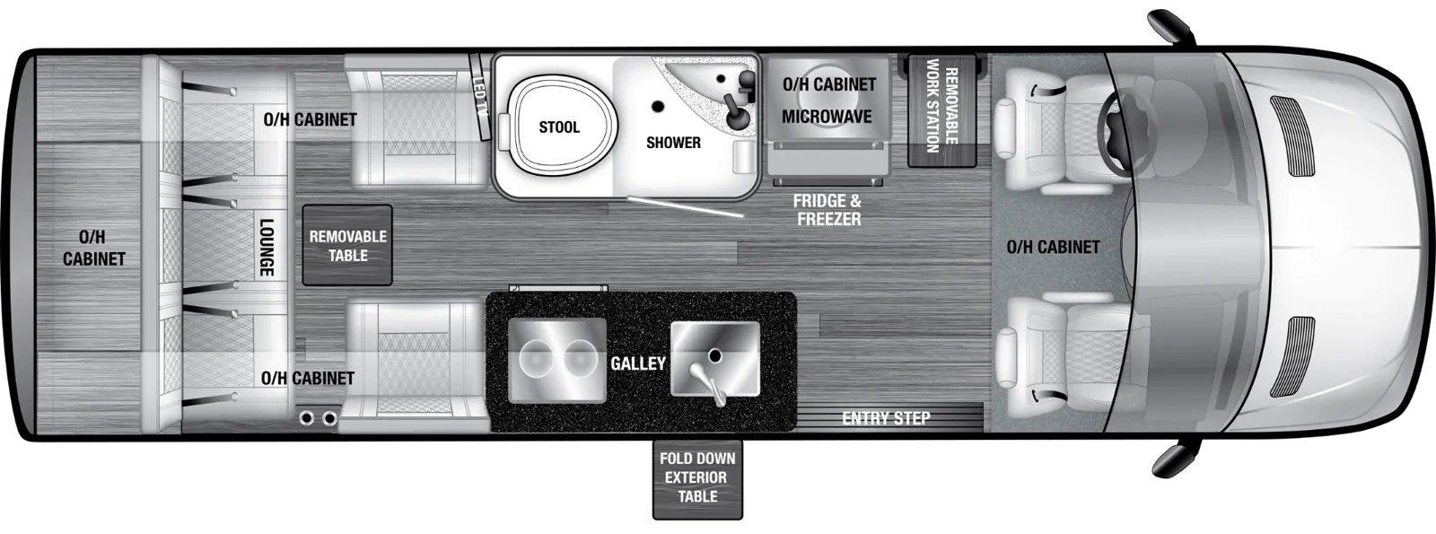 The VRV 5RL floorplan has one entry and zero slide outs. Exterior features include: 8' 2" awning. 
